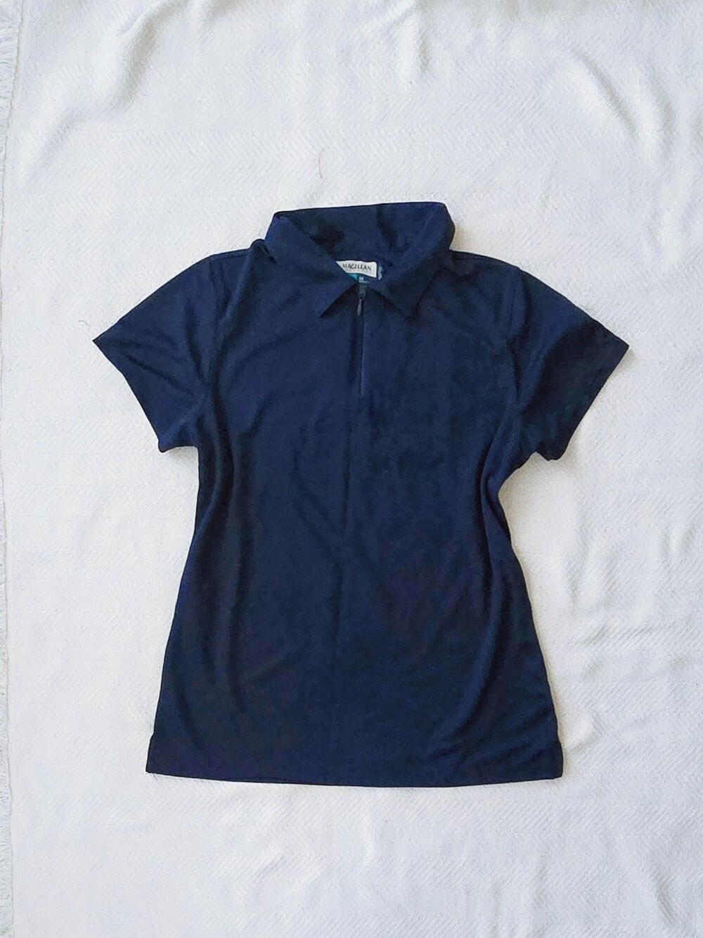 Magellan Outdoors Girls' Navy Short-Sleeve Zip Polo